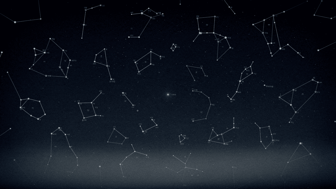 Un mapa de las constelaciones del zodiaco en el cielo nocturno